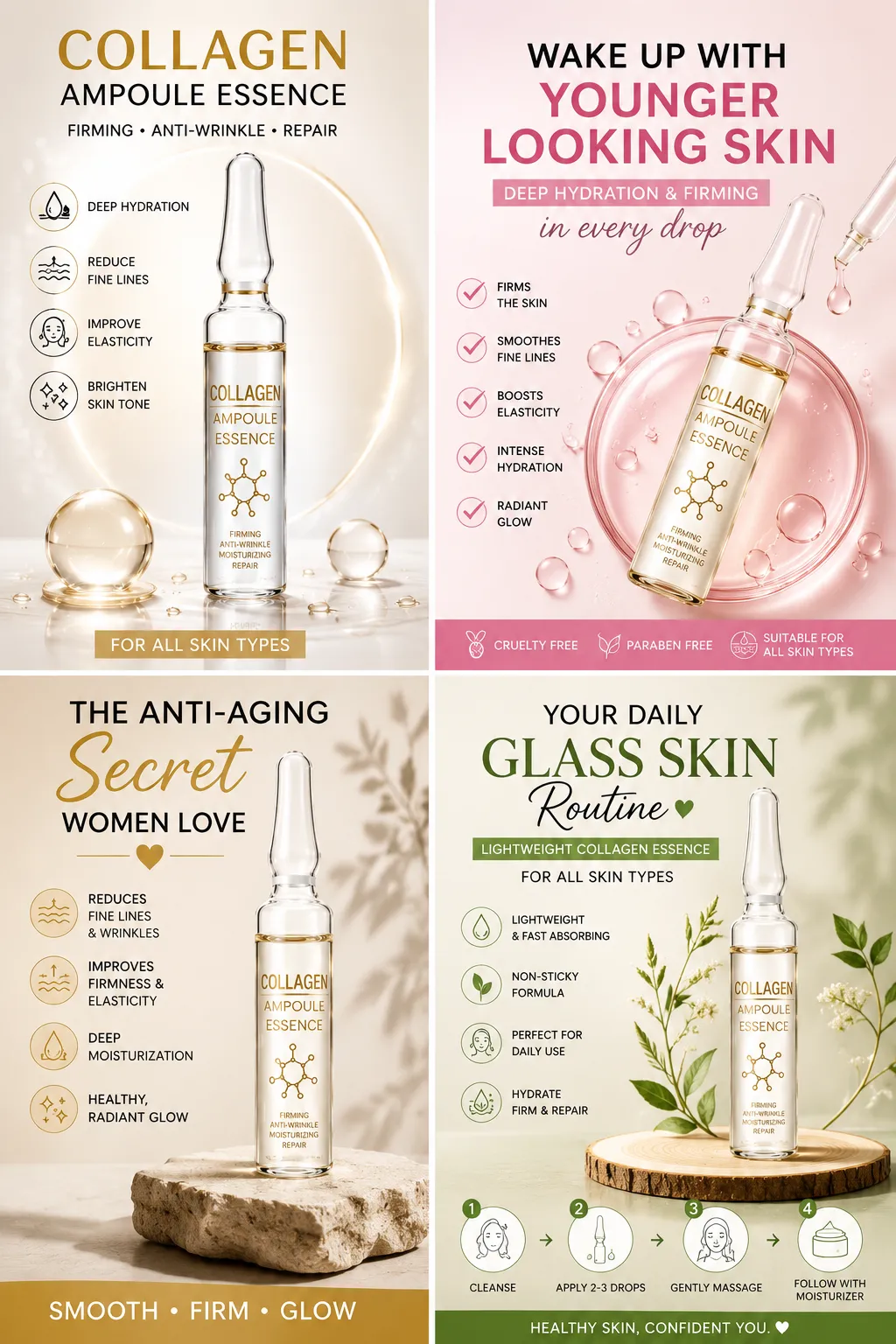 Collagen Ampoule Essence Set – Firming & Anti-Wrinkle Repair Serum