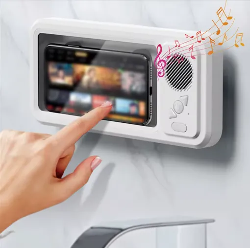AquaSound™ – Support Mural Étanche avec Enceinte Bluetooth