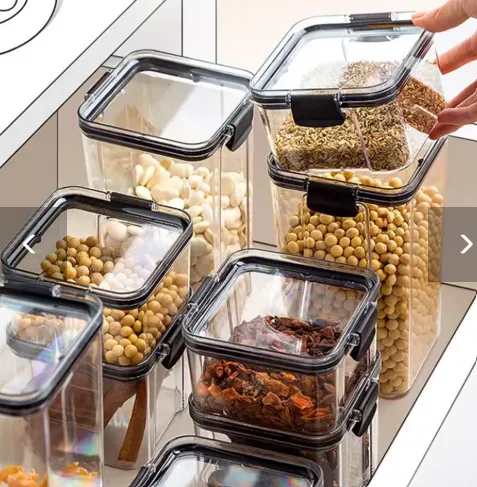 1-4PCS Sealed Jars Kitchen Organizer Grain Storage Boxes view 2