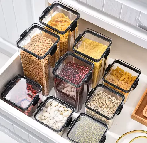 1-4PCS Sealed Jars Kitchen Organizer Grain Storage Boxes view 3